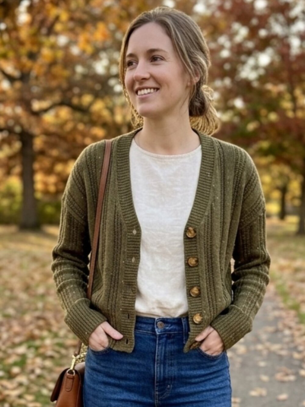Lucky Brand Olive Green Speckled Cardigan